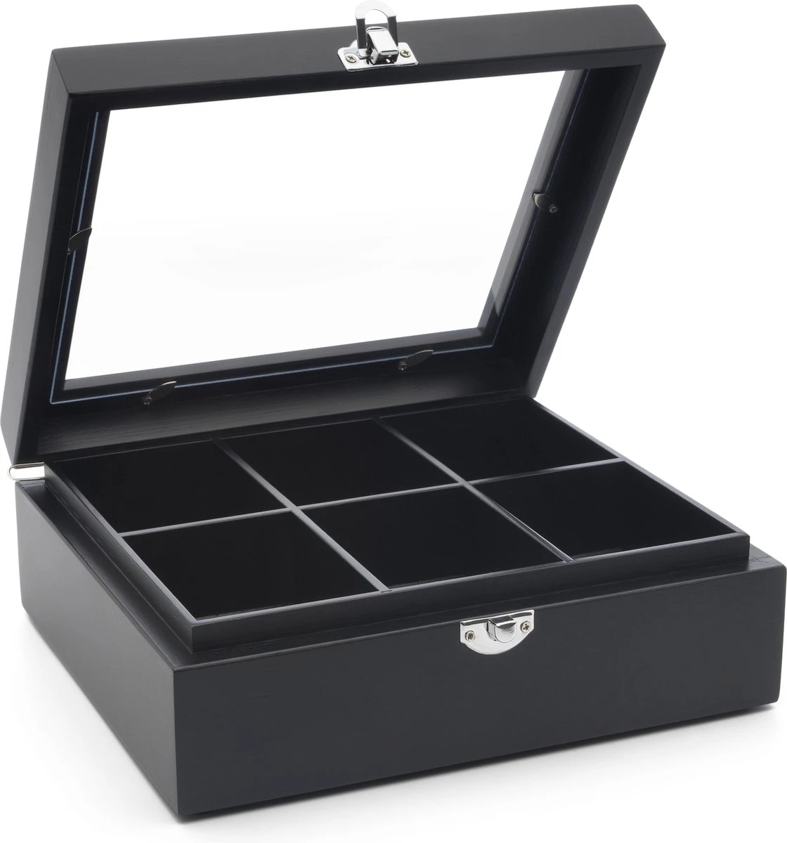 Bredemeijer - Theedoos 6-vaks Venster Bamboe Zwart 1 Bredemeijer - Theedoos 6-vaks Venster Bamboe Zwart