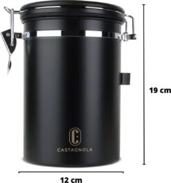 Castagnola Koffie Bewaarbus - Luchtdicht Met CO2 Uitlaat - Voor 600 Gram Koffiebonen - Koffieblik Matzwart Voorraadbussen - Voorraadbus - 1.8L 11 Castagnola Koffie Bewaarbus - Luchtdicht Met CO2 Uitlaat - Voor 600 Gram Koffiebonen - Koffieblik Matzwart Voorraadbussen - Voorraadbus - 1.8L -Koffie Drinken Winkel 1123x1200