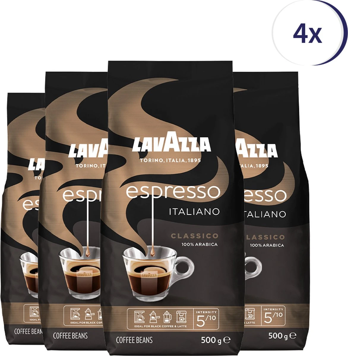 Lavazza Espresso Italiano Classico Koffiebonen - 500 Gram X4 1 Lavazza Espresso Italiano Classico Koffiebonen - 500 Gram X4