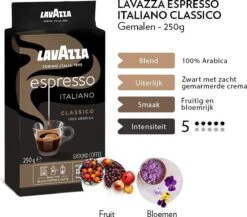 Lavazza Espresso Italiano Classico Gemalen / Filterkoffie - 8 X 250 Gram -Koffie Drinken Winkel 1200x1053