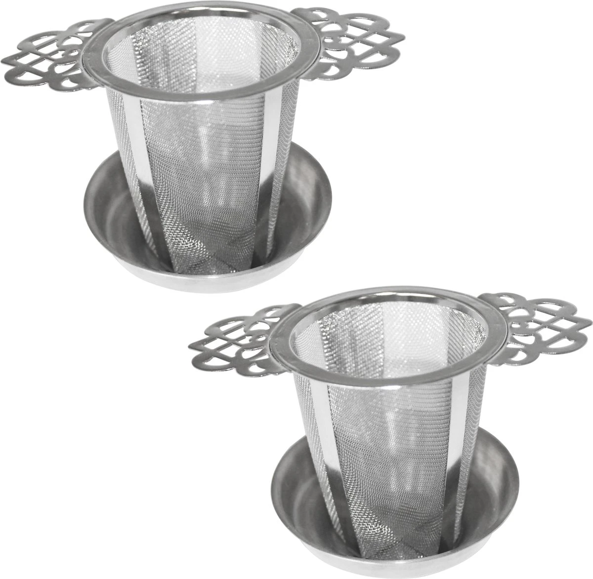 Merkloos ARELO Theezeef Met Uitlekschaaltje - RVS - 2 Stuks 1 Merkloos ARELO Theezeef Met Uitlekschaaltje - RVS - 2 Stuks