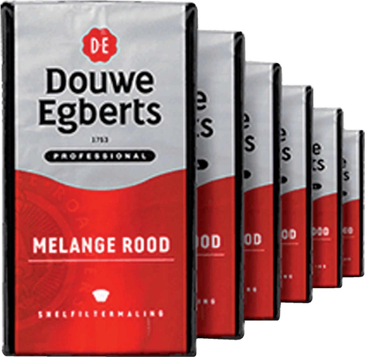 Koffie Douwe Egberts Snelfiltermaling Melange Rood 500gr - 6 Stuks 1 Koffie Douwe Egberts Snelfiltermaling Melange Rood 500gr - 6 Stuks