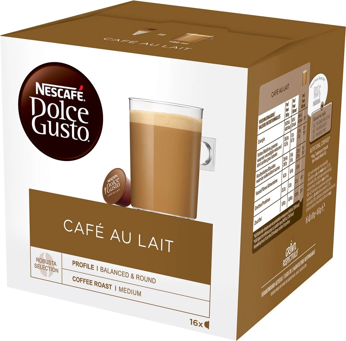 Nescafé Dolce Gusto Koffiecapsules - Café Au Lait - 3x 16 Cups 1 Nescafé Dolce Gusto Koffiecapsules - Café Au Lait - 3x 16 Cups