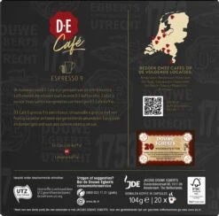 Douwe Egberts D.E Café Espresso Koffiecups - Intensiteit 9/12 - 10 X 20 Capsules 10 Douwe Egberts D.E Café Espresso Koffiecups - Intensiteit 9/12 - 10 X 20 Capsules -Koffie Drinken Winkel 1200x1186 1