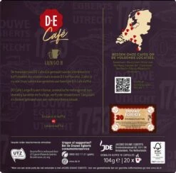Douwe Egberts D.E Café Lungo Koffiecups - Intesiteit 8/12 - 10 X 20 Capsules -Koffie Drinken Winkel 1200x1186 3