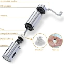 Comes In Handy - Koffiemolen Handmatig - Keramische Kern - Roestvrijstaal - Instelbare Maalgraad 15 Comes In Handy - Koffiemolen Handmatig - Keramische Kern - Roestvrijstaal - Instelbare Maalgraad -Koffie Drinken Winkel 1200x1193 1