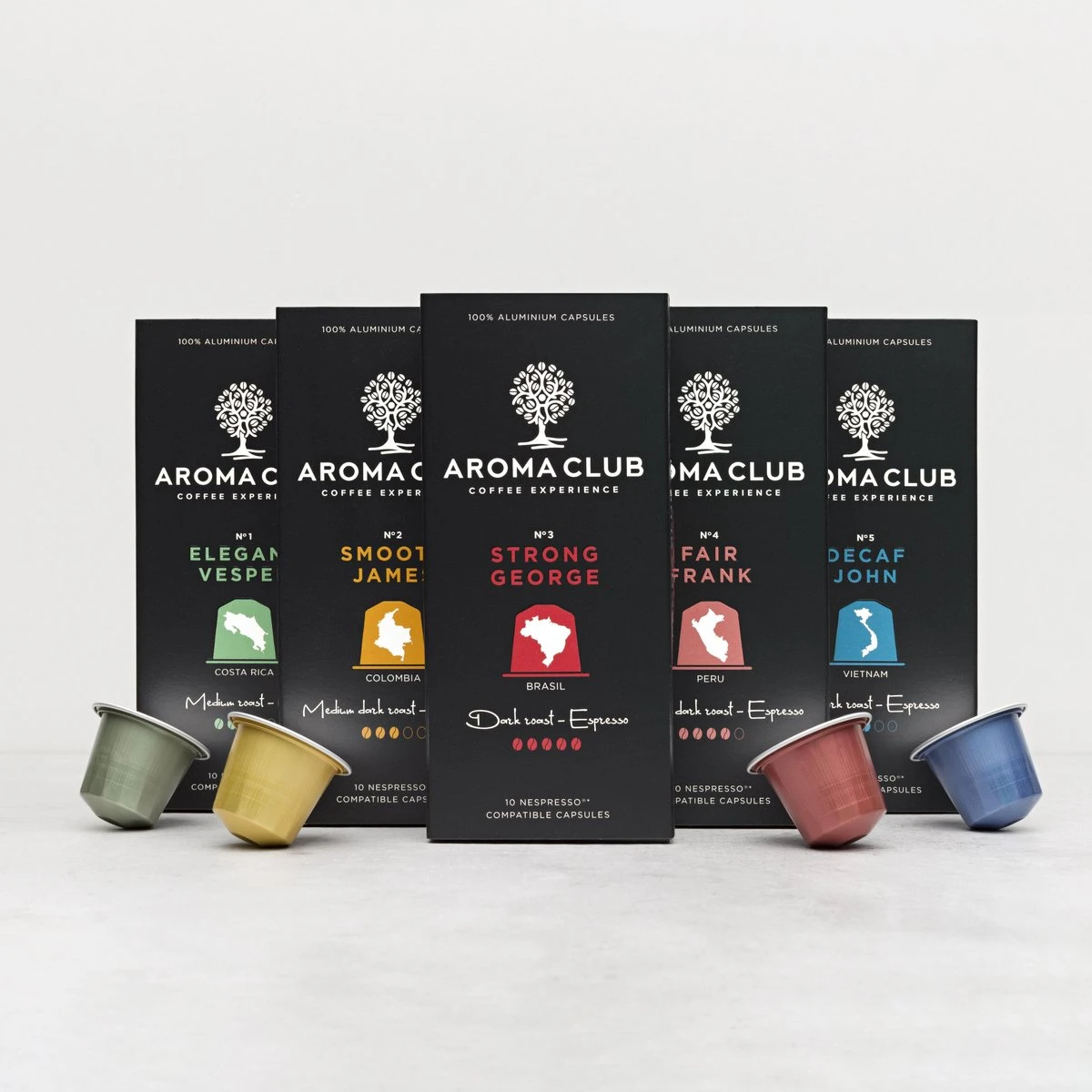 Aroma Club - Nespresso Compatible Capsules (120 St.) - No. 3 Strong George - Intensiteit 5/5 - Espresso - 100% Aluminium Koffiecups 6 Aroma Club - Nespresso Compatible Capsules (120 St.) - No. 3 Strong George - Intensiteit 5/5 - Espresso - 100% Aluminium Koffiecups - Afbeelding 6