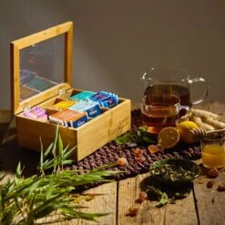 Bambuswald© Houten Theedoos Met 6 Vakken Gemaakt Van 100% Duurzame Bamboe -Koffie Drinken Winkel 1200x1200 267