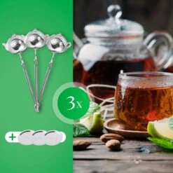 Theezeef Met Handvat Inclusief Lekplaatje - Set Van 3 Stuks - Thee Ei Voor Losse Thee - Theefilter Voor Losse Thee - Thee Infuser -Koffie Drinken Winkel 1200x1200 285