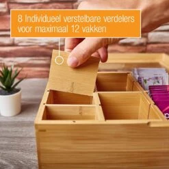 Amazy Theedoos Bamboe Extra Groot Met Lade En Theeplank - Thee Opslag Voor Theezakjes, Organizer Houten Doos Met Theekist, Theedozen Met 8 Verstelbare Verdelers, Opbergdoos -Koffie Drinken Winkel 1200x1200 313