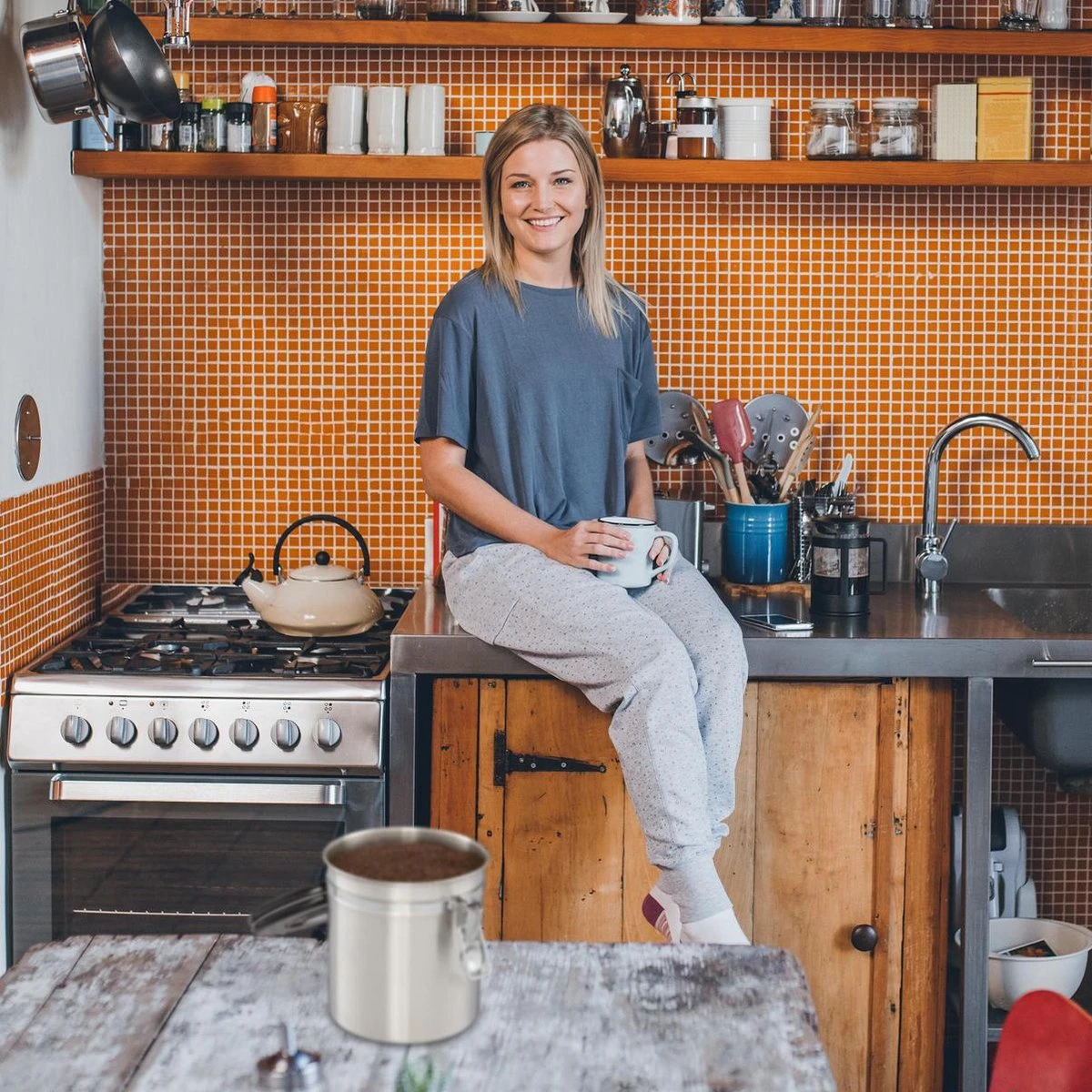 Relaxdays Voorraadbus Koffie - Koffieblik - Luchtdicht - Koffiebus - Zilver - Metaal Groot 2 Relaxdays Voorraadbus Koffie - Koffieblik - Luchtdicht - Koffiebus - Zilver - Metaal Groot - Afbeelding 2