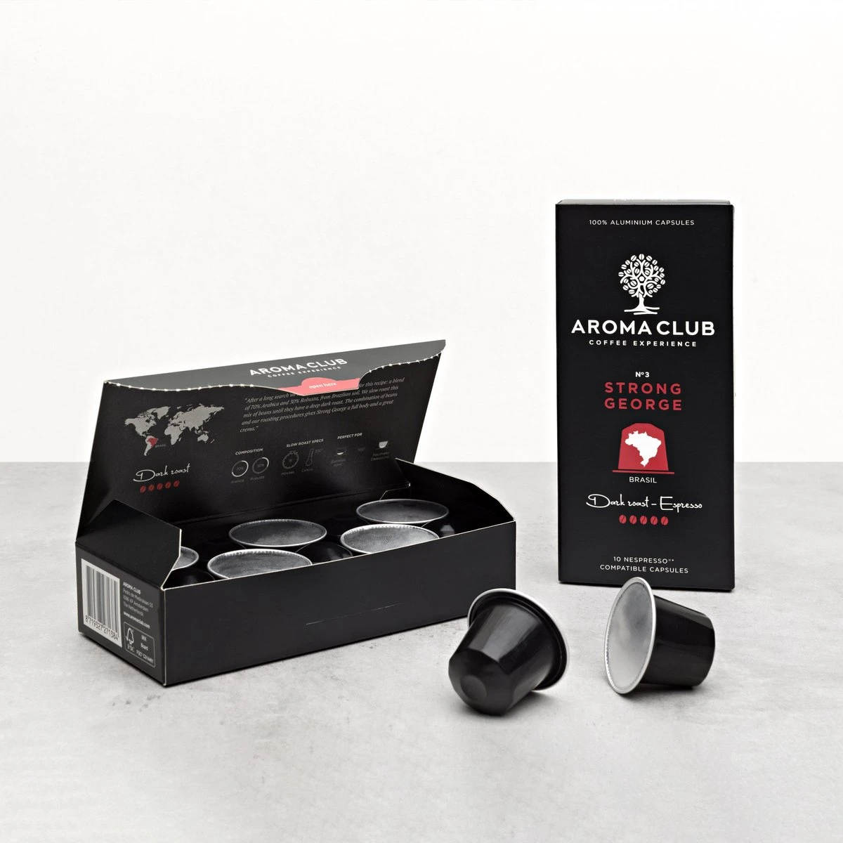 Aroma Club - Nespresso Compatible Capsules (120 St.) - No. 3 Strong George - Intensiteit 5/5 - Espresso - 100% Aluminium Koffiecups 2 Aroma Club - Nespresso Compatible Capsules (120 St.) - No. 3 Strong George - Intensiteit 5/5 - Espresso - 100% Aluminium Koffiecups - Afbeelding 2
