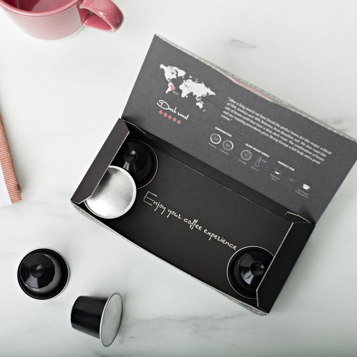 Aroma Club - Nespresso Compatible Capsules (120 St.) - No. 3 Strong George - Intensiteit 5/5 - Espresso - 100% Aluminium Koffiecups 5 Aroma Club - Nespresso Compatible Capsules (120 St.) - No. 3 Strong George - Intensiteit 5/5 - Espresso - 100% Aluminium Koffiecups - Afbeelding 5