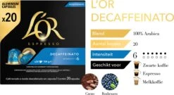 L'OR Espresso Decaffeinato (6) - 10 X 20 Koffiecups -Koffie Drinken Winkel 1200x656 1