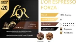 L'OR Espresso Forza Koffiecups - Intensiteit 9/12 - 10 X 20 Capsules -Koffie Drinken Winkel 1200x669