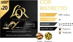 L'OR Espresso Ristretto Koffiecups - Intensiteit 11/12 - 10 X 20 Capsules -Koffie Drinken Winkel 1200x685 1