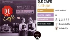 Douwe Egberts D.E Café Lungo Koffiecups - Intesiteit 8/12 - 10 X 20 Capsules -Koffie Drinken Winkel 1200x685