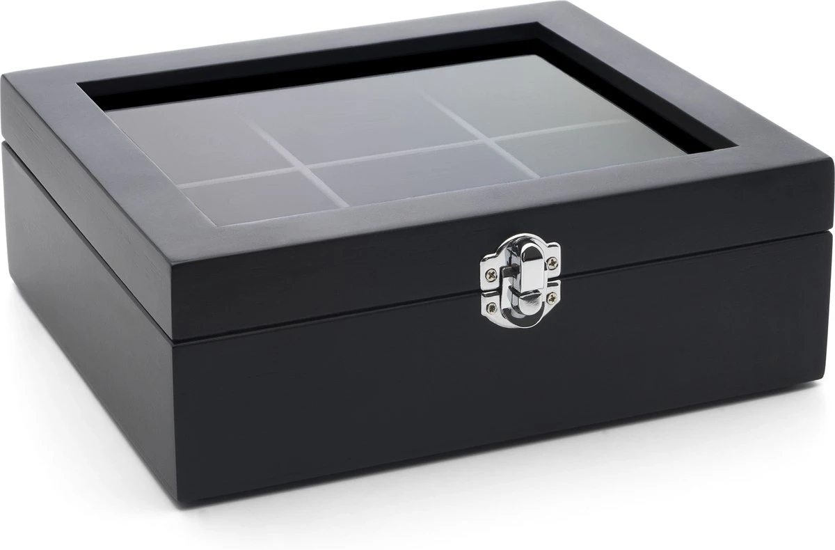 Bredemeijer - Theedoos 6-vaks Venster Bamboe Zwart 3 Bredemeijer - Theedoos 6-vaks Venster Bamboe Zwart - Afbeelding 3