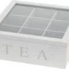 Merkloos Witte Houten Theedoos 9-vaks 23 Cm - Theedozen/theekisten Van Hout 23 Cm