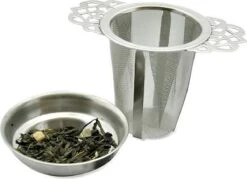 Theefilter RVS - Theezeef Losse Thee Voor Kop Of Hele Pot Met Houder En Lekbakje -Koffie Drinken Winkel 1200x870 1