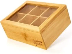 Bambuswald© Houten Theedoos Met 6 Vakken Gemaakt Van 100% Duurzame Bamboe -Koffie Drinken Winkel 1200x888