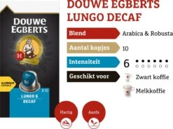 Douwe Egberts Lungo Decaf Koffiecups - Intensiteit 6/12 - 10 X 10 Capsules 13 Douwe Egberts Lungo Decaf Koffiecups - Intensiteit 6/12 - 10 X 10 Capsules -Koffie Drinken Winkel 1200x895