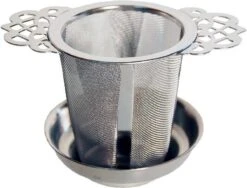 Theefilter RVS - Theezeef Losse Thee Voor Kop Of Hele Pot Met Houder En Lekbakje
