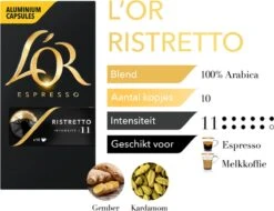 L'OR Espresso Ristretto (11) - 10 X 10 Koffiecups -Koffie Drinken Winkel 1200x921