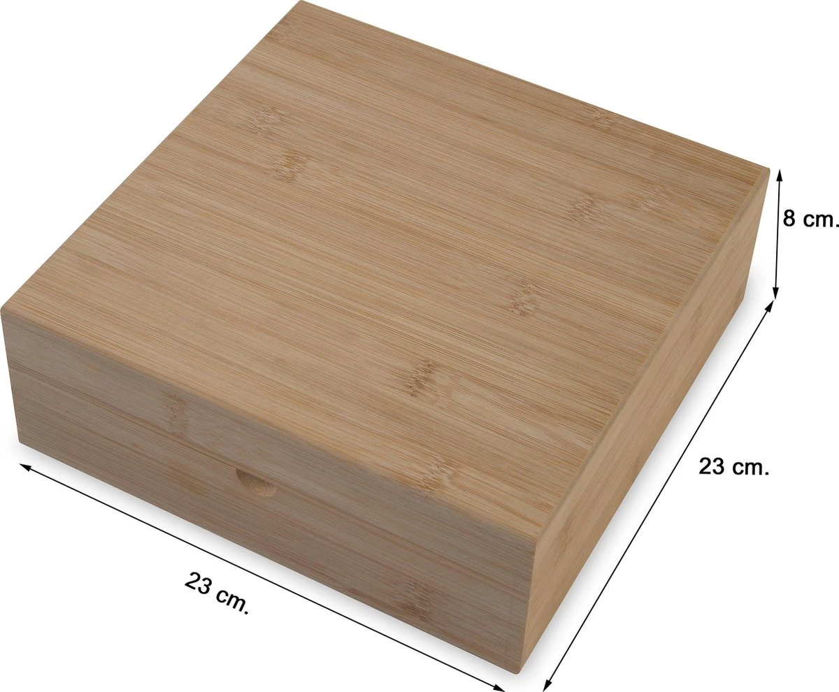 Theedoos Van ZENZYTEA® - Bamboe - Theedoos 9 Vaks - Inclusief 3 Theeblikken Voor Losse Thee - Geschikt Voor Grote & Kleine Theezakjes - Vierkant - Grote Vakken - Luxe Verpakking - Cadeau 5 Theedoos Van ZENZYTEA® - Bamboe - Theedoos 9 Vaks - Inclusief 3 Theeblikken Voor Losse Thee - Geschikt Voor Grote & Kleine Theezakjes - Vierkant - Grote Vakken - Luxe Verpakking - Cadeau - Afbeelding 5