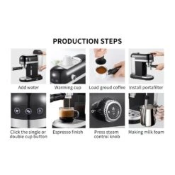 20 Bar High-Performance Espresso Machine With Detachable Water Tank And Thermo Block System -Koffie Drinken Winkel 20 Bar High Performance Espresso Machine with Detachable Water Tank and Thermo Block System 10