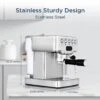 20-bar Semi Automatic Espresso Machine In Stainless Steel With Milk Frother For Latte,1.8L Water Tank