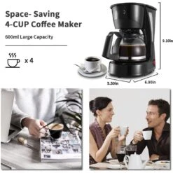 4 Cup Automatic Drip Coffee Maker One Button Control -Koffie Drinken Winkel 4 Cup Automatic Drip Coffee Maker One Button Control 2