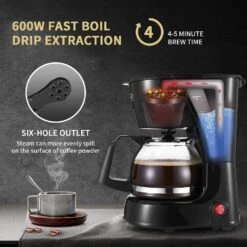 4 Cup Automatic Drip Coffee Maker One Button Control -Koffie Drinken Winkel 4 Cup Automatic Drip Coffee Maker One Button Control 4