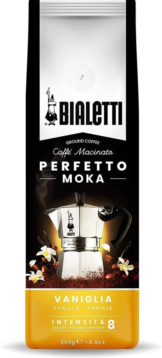 Bialetti Perfetto Moka Vaniglia (vanille) Gemalen Koffie – 250gr 1 Bialetti Perfetto Moka Vaniglia (vanille) Gemalen Koffie – 250gr