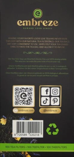 Embreze Theefilter Voor Losse Thee | 100% Chloorvrij | 100 Theefilters -Koffie Drinken Winkel 569x1200 1