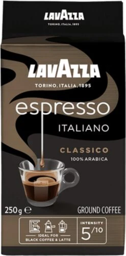 Lavazza Espresso Italiano Classico Gemalen / Filterkoffie - 8 X 250 Gram -Koffie Drinken Winkel 592x1200 1