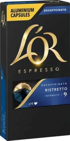 L'OR Espresso Ristretto Decaffeinato - Intensiteit 9/12 - 10 X 10 Capsules -Koffie Drinken Winkel 603x1200
