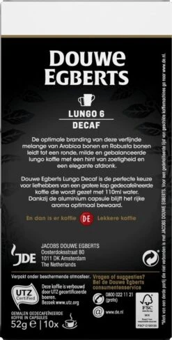 Douwe Egberts Lungo Decaf Koffiecups - Intensiteit 6/12 - 10 X 10 Capsules 12 Douwe Egberts Lungo Decaf Koffiecups - Intensiteit 6/12 - 10 X 10 Capsules -Koffie Drinken Winkel 607x1200 2