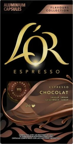 L'OR Espresso Chocolat Koffiecups - 10 X 10 Capsules -Koffie Drinken Winkel 612x1200