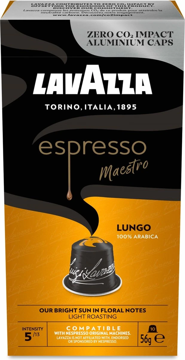 Lavazza Espresso Lungo - Aluminium Nespresso Capsules - 10 Stuks 2 Lavazza Espresso Lungo - Aluminium Nespresso Capsules - 10 Stuks - Afbeelding 2