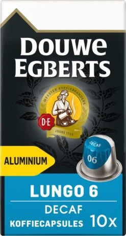 Douwe Egberts Lungo Decaf Koffiecups - Intensiteit 6/12 - 10 X 10 Capsules 18 Douwe Egberts Lungo Decaf Koffiecups - Intensiteit 6/12 - 10 X 10 Capsules -Koffie Drinken Winkel 643x1200