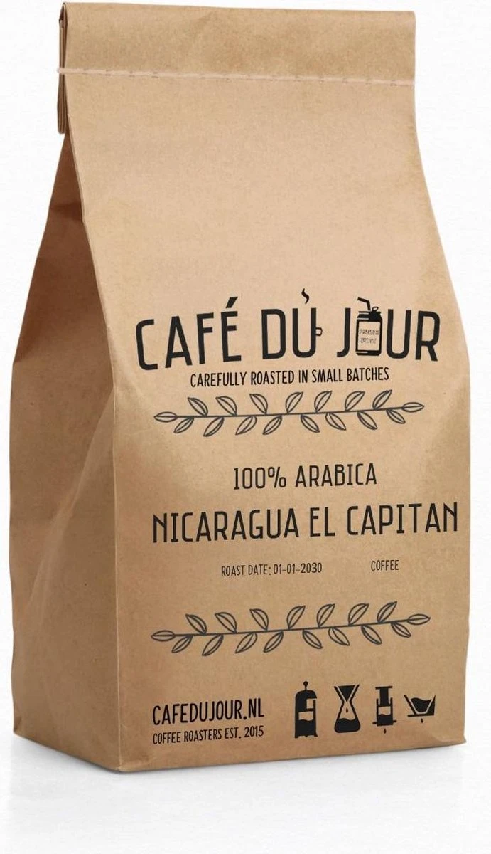 Café Du Jour 100% Arabica Nicaragua 1 Kilo Vers Gebrande Koffiebonen 2 Café Du Jour 100% Arabica Nicaragua 1 Kilo Vers Gebrande Koffiebonen - Afbeelding 2