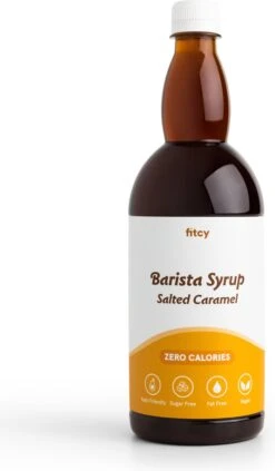 Fitcy | Koffiesiroop | Salted Caramel | Barista Syrup | Zero | Vegan | Vetvrij | Suikervrij | Keto-vriendelijk | Koffie | Siroop | 1L