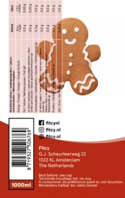 Fitcy | Koffiesiroop | Gingerbread | Barista Syrup | Zero | Vegan | Vetvrij | Suikervrij | Keto-vriendelijk | Koffie | Siroop | MET DOSEERPOMP | 1L -Koffie Drinken Winkel 759x1200