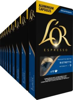 Bestsellers 23 L'OR Espresso Ristretto Decaffeinato - Intensiteit 9/12 - 10 X 10 Capsules