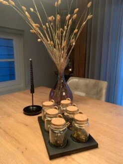 Theeplank Black Edition Met 6 Potjes En Houten Lepel Voor Thee Theeplateau ( Vervanger Van Theedoos ) MeubelZwagerij -Koffie Drinken Winkel 900x1200 10