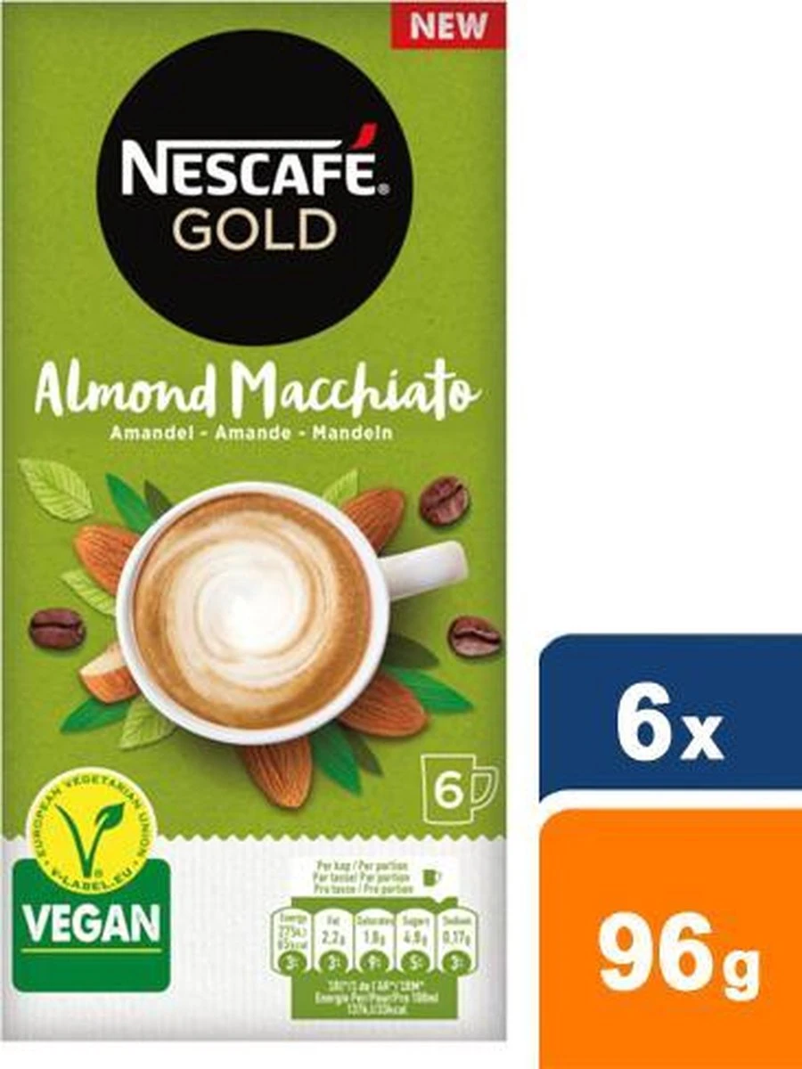 Nescafé Gold Almond Macchiato Oploskoffie - 6 Doosjes à 6 Zakjes 7 Nescafé Gold Almond Macchiato Oploskoffie - 6 Doosjes à 6 Zakjes - Afbeelding 7