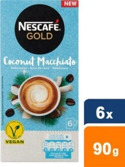 Nescafé Gold Coconut Macchiato Oploskoffie - 6 Doosjes à 6 Zakjes -Koffie Drinken Winkel 901x1200
