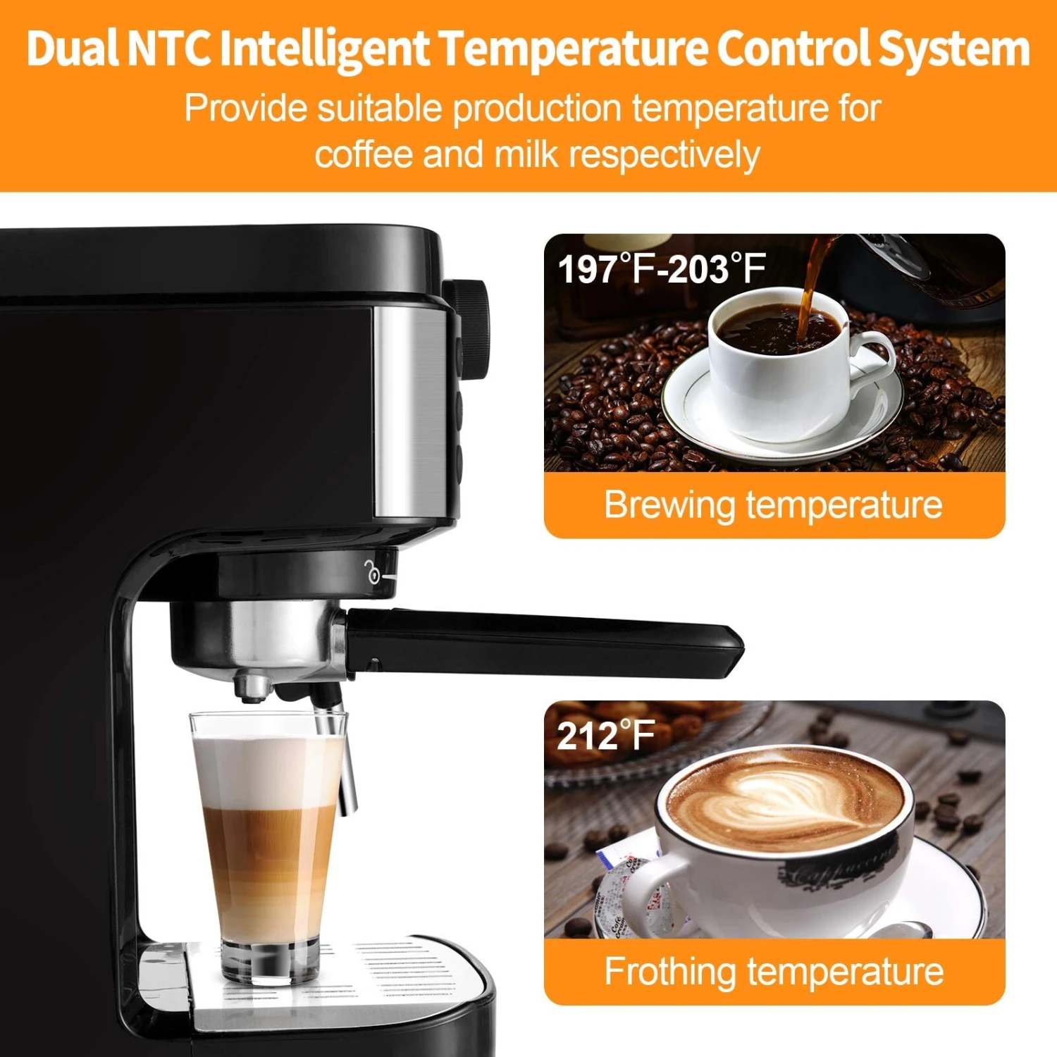 Espresso Machine 20 Bar Coffee Machine With Foaming Milk Frother Wand, 1300W No-Leaking 900 Ml Removable Water Tank Coffee Maker 1 Espresso Machine 20 Bar Coffee Machine With Foaming Milk Frother Wand, 1300W No-Leaking 900 Ml Removable Water Tank Coffee Maker