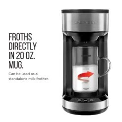 Froth Brew Coffee Maker And Milk Frother Single Serve Brewer For K-Cup Pods & Grounds, Glass Mug And Reusable Filter -Koffie Drinken Winkel Froth Brew Coffee Maker and Milk Frother Single Serve Brewer for K Cup Pods 26 Grounds2C Glass Mug and Reusable Filter 3